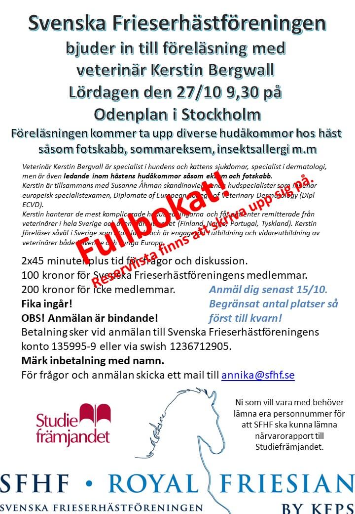 Föreläsning Kerstin Bergwall 27/10