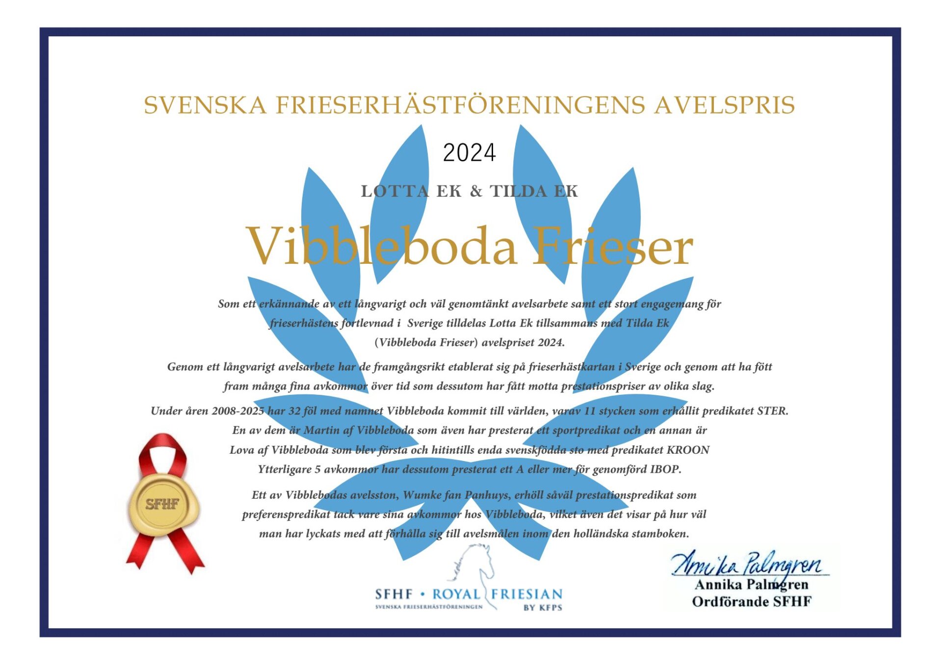 Svenska Frieserhästföreningens Avelspris 2024 (page 1)